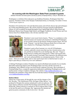 An Evening with the Washington State Poet Laureate & Guests
