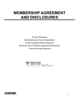 Me Membership Agreement and Disclosures