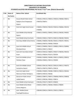 Students Allotted for Internal POT-B.Ed (1St & 2Nd Sem.)