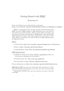 Getting Started with LATEX∗