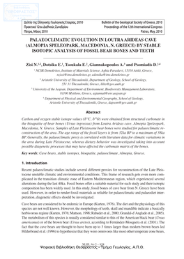 By Stable Isotopic Analysis of Fossil Bear Bones and Teeth