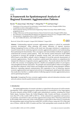 A Framework for Spatiotemporal Analysis of Regional Economic Agglomeration Patterns