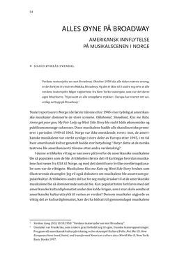 Øyne På Broadway Amerikansk Innflytelse På Musikalscenen I Norge
