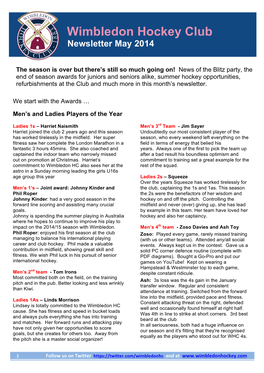 Wimbledon Hockey Club Newsletter May 2014