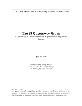 The 88 Queensway Group a Case Study in Chinese Investors’ Operations in Angola and Beyond