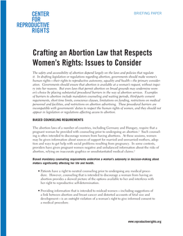 Crafting an Abortion Law That Respects Women's Rights
