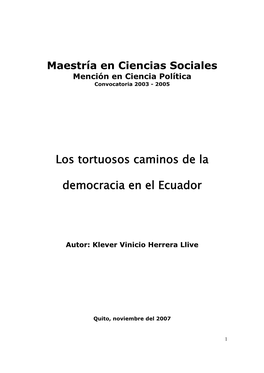 Los Tortuosos Caminos De La Democracia En El Ecuador