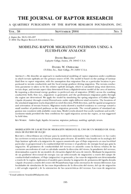 Modeling Raptor Migration Pathways Using A