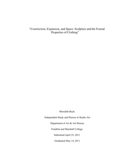 Constriction, Expansion, and Space: Sculpture and the Formal Properties of Clothing”