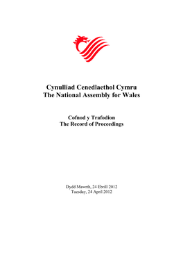 Cynulliad Cenedlaethol Cymru the National Assembly for Wales