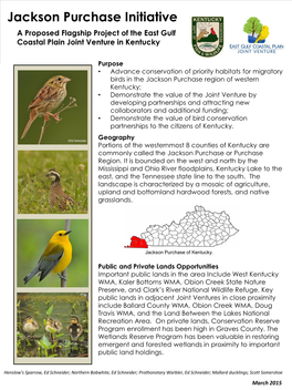 Jackson Purchase Initiative a Proposed Flagship Project of the East Gulf Coastal Plain Joint Venture in Kentucky