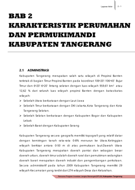 Bab 2 Karakteristik Perumahan Dan Permukimandi Kabupaten Tangerang
