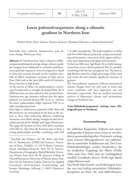 Loess Paleosol-Sequences Along a Climatic Gradient in Northern Iran