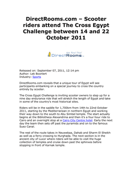 Directrooms.Com – Scooter Riders Attend the Cross Egypt Challenge Between 14 and 22 October 2011