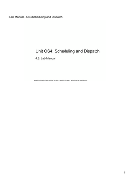 Unit OS4: Scheduling and Dispatch