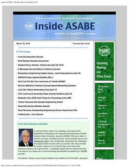 Inside ASABE - Member News for March 2019