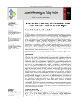 Contribution to the Study of Entomofauna of the Saline Wetland