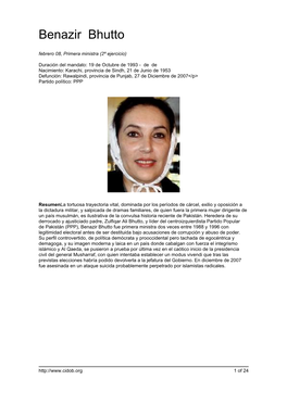 Benazir Bhutto Febrero 08, Primera Ministra (2º Ejercicio)