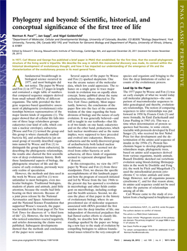 Phylogeny and Beyond: Scientiﬁc, Historical, and Conceptual Signiﬁcance of the ﬁrst Tree of Life