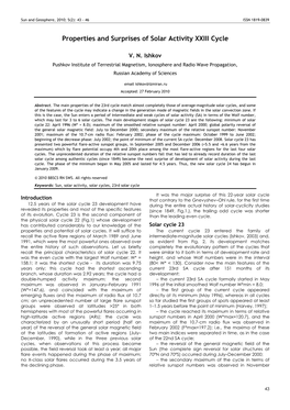 Properties and Surprises of Solar Activity XXIII Cycle