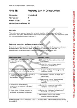 Unit 58: Property Law in Construction NEW