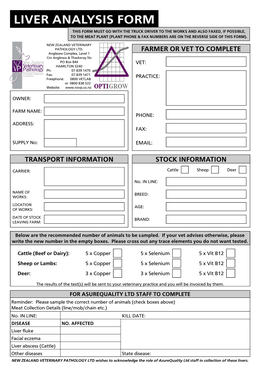 Liver Analysis Form