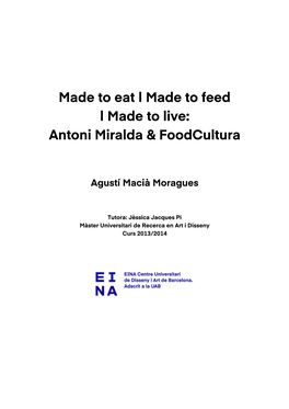 Antoni Miralda & Foodcultura