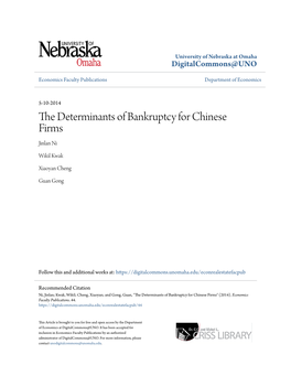 The Determinants of Bankruptcy for Chinese Firms1