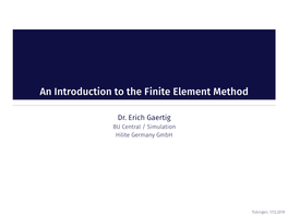 An Introduction to the Finite Element Method