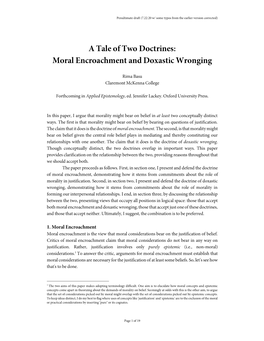 A Tale of Two Doctrines: Moral Encroachment and Doxastic Wronging