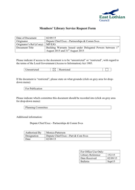 Members' Library Service Request Form