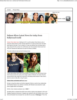 Salman Khan Latest News | Katrina Kaif Information Bollywood