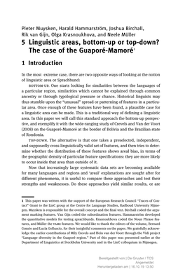 5 Linguistic Areas, Bottom-Up Or Top-Down? the Case of the Guaporé-Mamoré 1 1 Introduction