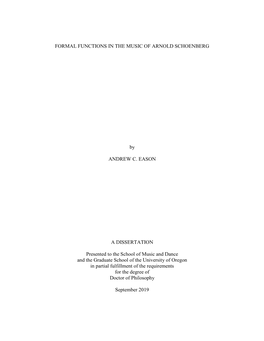 Formal Functions in the Music of Arnold Schoenberg