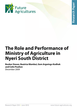The Role and Performance of Ministry of Agriculture in Nyeri South District