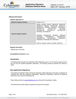 Application Signature Database Release Notes V 4.12.12