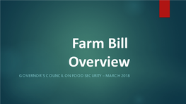 The Farm Bill and Hunger