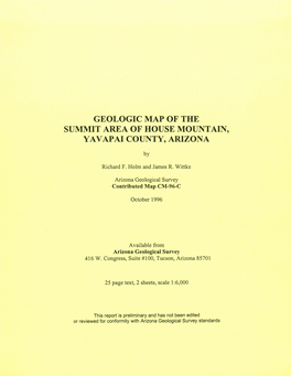 Geologic Map of the Summit Area of House Mountain, Yavapai County, Arizona