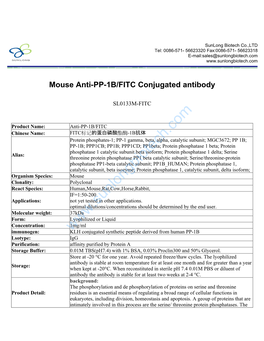 Mouse Anti-PP-1B/FITC Conjugated Antibody