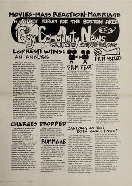 Gay Community News: August 25, 1973. Volume 1, Number 10