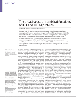 The Broad-Spectrum Antiviral Functions of IFIT and IFITM Proteins