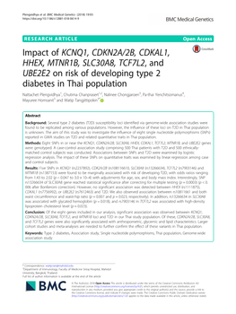 Impact of KCNQ1, CDKN2A/2B, CDKAL1, HHEX, MTNR1B