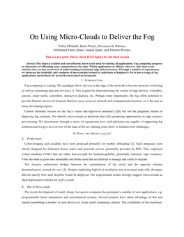 On Using Micro-Clouds to Deliver the Fog