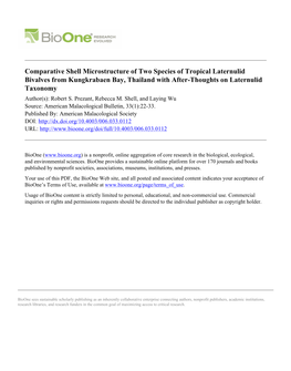 Comparative Shell Microstructure of Two Species of Tropical Laternulid