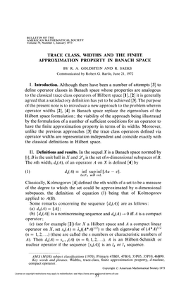 Trace Class, Widths and the Finite Approximation Property in Banach Space