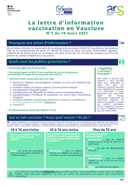 La Lettre D'information Vaccination En Vaucluse N°1 Du 19 Mars 2021
