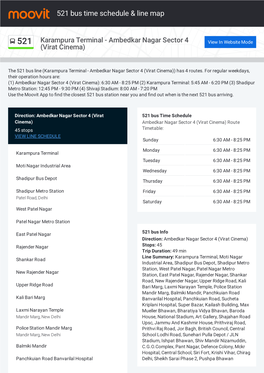 521 Bus Time Schedule & Line Route