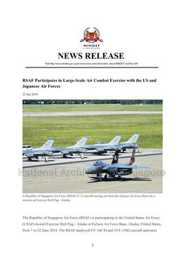 RSAF Participates in Large-Scale Air Combat Exercise with the US and Japanese Air Forces