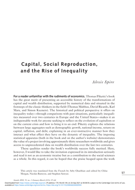 Capital, Social Reproduction, and the Rise of Inequality