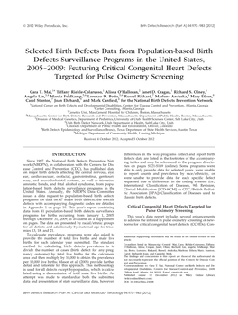 Selected Birth Defects Data from Population-Based Birth